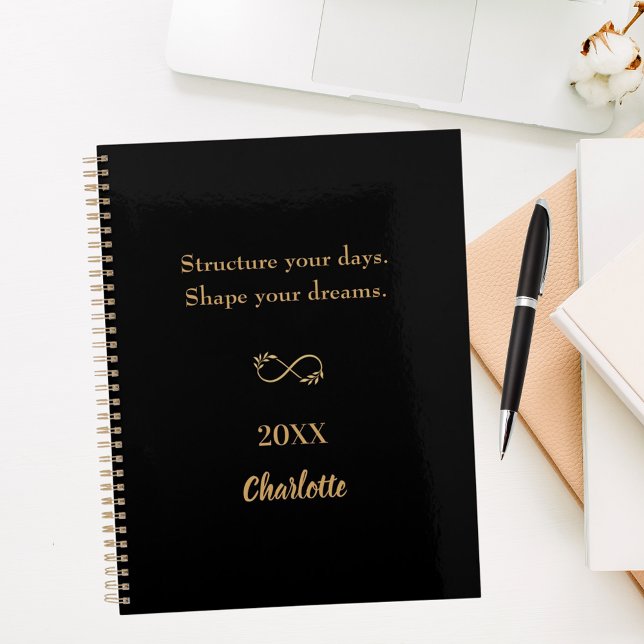 Black gold inspirational quote 2026 planner (Creator Uploaded)