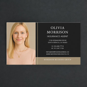 Black Gold Insurance Agent Photo Business Card