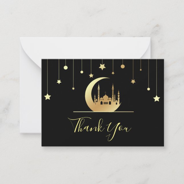 Black Gold Islamic Thank You Card (Front)