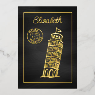 Black & Gold Italian Wine Bridal Shower Chalkboard Foil Invitation