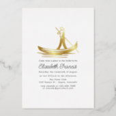 Black & Gold Italian Wine Bridal Shower Chalkboard Foil Invitation (Back)
