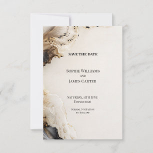 Black Gold Ivory Abstract Ink Wedding Save The Date