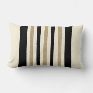 Black / Gold / Ivory Stripes Lumbar Pillow