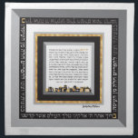 Black Gold Jerusalem ASHKENAZ Challah Dough Cvr & Cloth Napkin<br><div class="desc">ASHKENAZ Version of the Bracha on our popular Jerusalem Black, White, Grey & (simulated) Gold Framed Challah Dough Cover. Created by special request for a friend with a Black & White Kitchen. Challah Dough Cover includes the full text of the Sephardic version of the Blessing recited when separating Challah plus...</div>