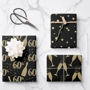 Black Gift Wrapping Paper Champagne Polyester Ribbon Senior Ins