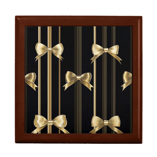 Black & Gold Jewelry Box with Bow (Front)