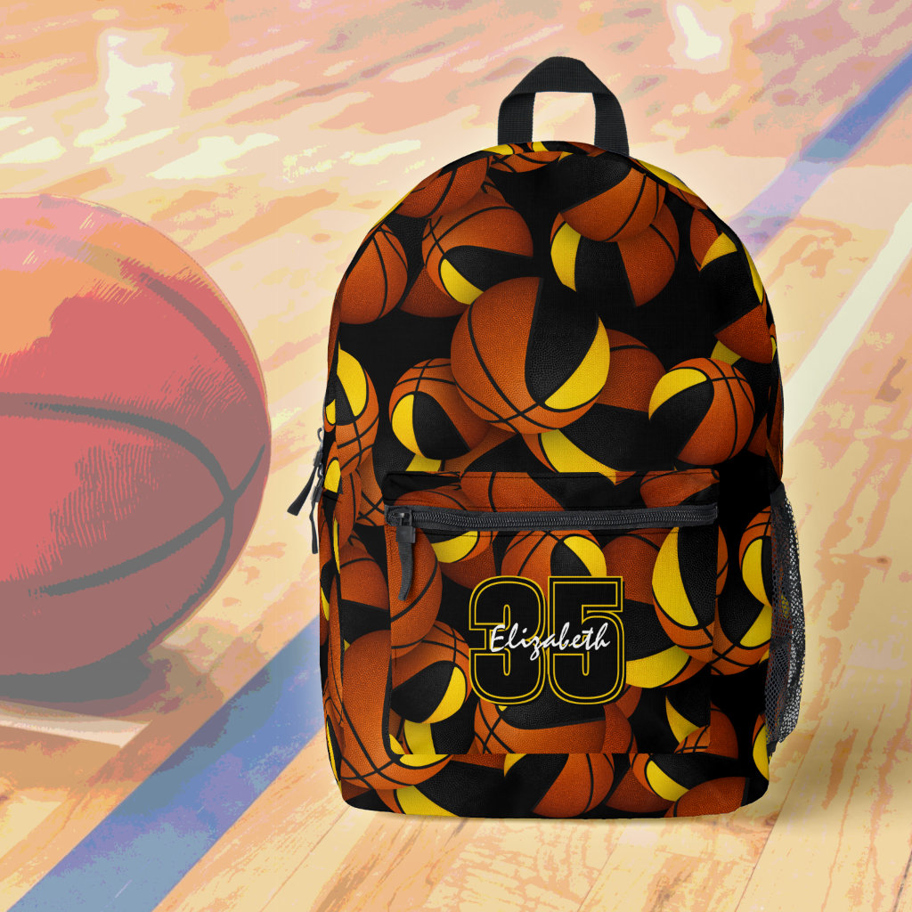 Black gold kids basketball team colors backpack