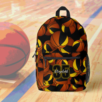 Black Gold Kids Basketball Team Colors  Printed Backpack by katz_d_zynes at Zazzle