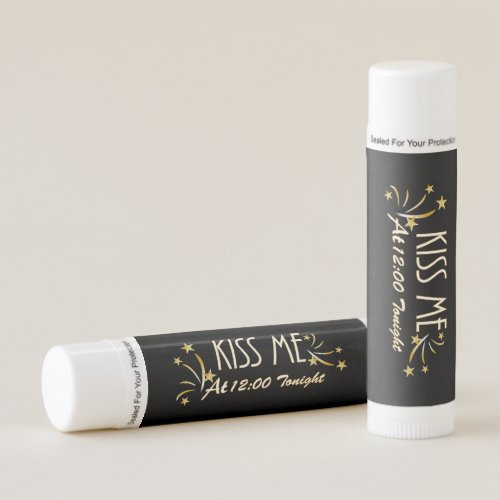 Black gold Kiss Me At Midnight Happy New Year Lip Balm