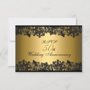 Black & Gold Lace 50th Anniversary RSVP