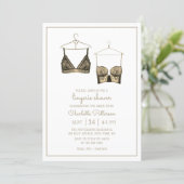 Black Gold Lace Watercolor Lingerie Bridal Shower Invitation (Standing Front)