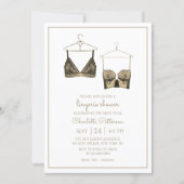 Black Gold Lace Watercolor Lingerie Bridal Shower Invitation (Front)