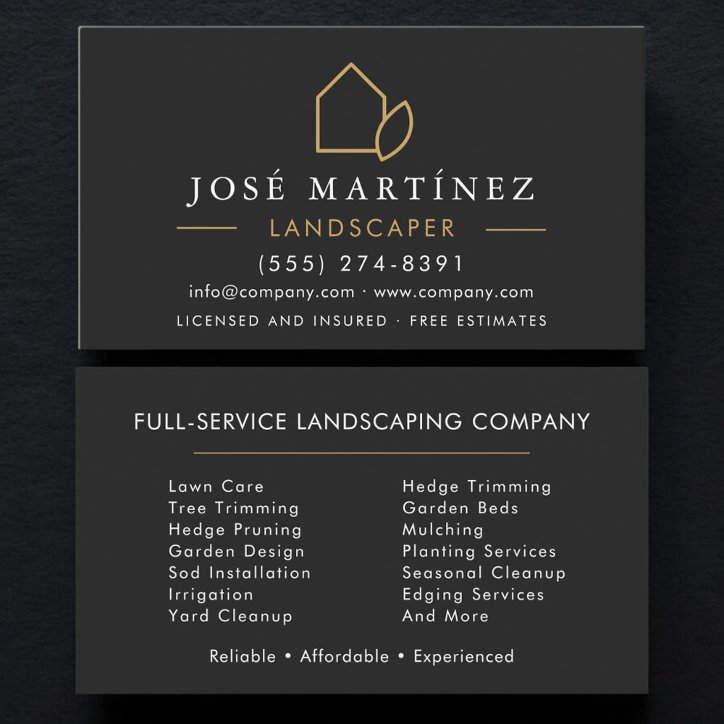 Black Gold Landscaper Lawn Service Business Card