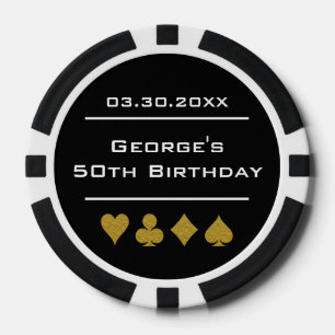 Black & Gold Las Vegas Casino Poker Chip Birthday