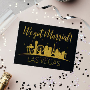 Black Gold Las Vegas Wedding Elopement Reception Invitation