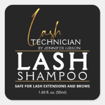 Black & Gold Lash Tech Shampoo Sticker | Luxury