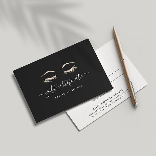 Black  Gold Lashes  Brows  Gift Certificate