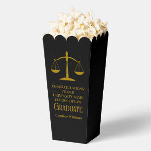 Black Gold Law School Graduation Party Popcorn Favor Boxes