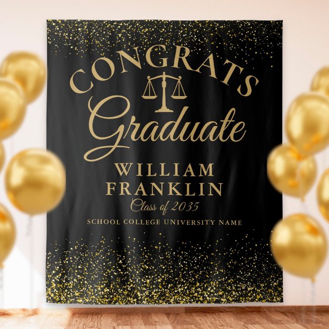 Black Gold Law School Graduation Photo Backdrop (Creator Uploaded)