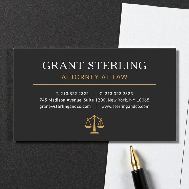 Black Gold Lawyer Attorney At Law Luxury Business Card