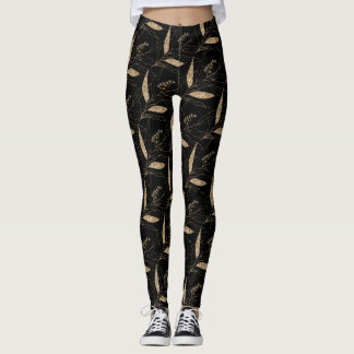 Black Gold Leaf ACTIVE LEGGINGS