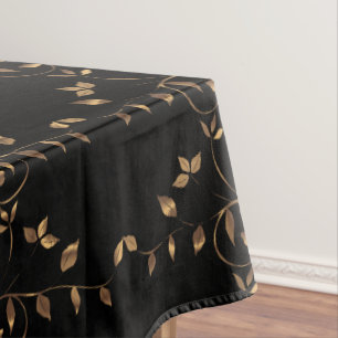 Black Gold leaf Lighthouse Route Decor Tablecloth