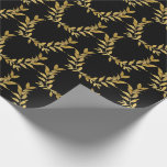 Black Gold Leaf Monogram Elegant Chic Wedding Wrapping Paper<br><div class="desc">Beautiful black with gold leaf glitter accents wrapping paper that is chic and oh so elegant.  Faux gold. Simple elegance at its best. Minimalistic & modern.</div>