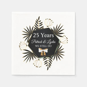 Black & Gold Leafy 25th Anniversary - I STILL DO Napkins