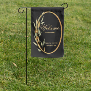 Black Gold Leaves Garden Flag