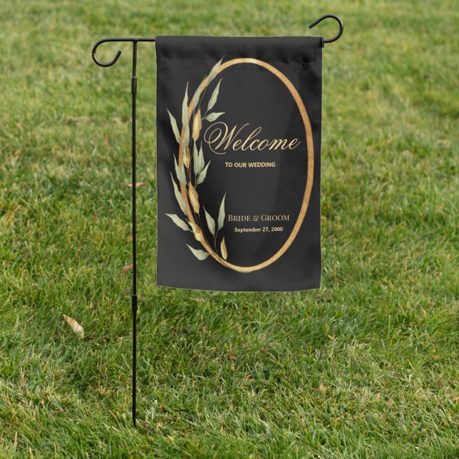 Black Gold Leaves Garden Flag (In SItu)