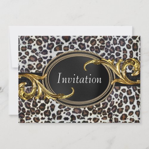 Black Gold Leopard All Occasion Party Personalized Invitation