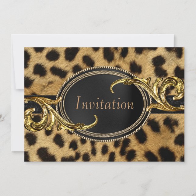 Black Gold Leopard All Occasion Party Invitation (Front)