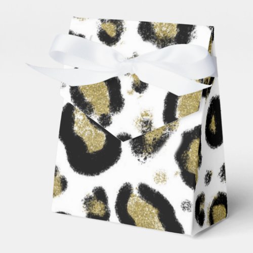 Black  Gold Leopard Cheetah Print Birthday Party Favor Boxes