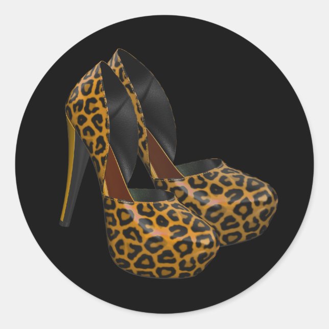 Black Gold Leopard High Heel Shoe Stickers (Front)