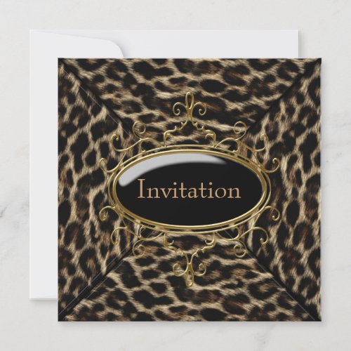 Black Gold Leopard Party Custom Invite