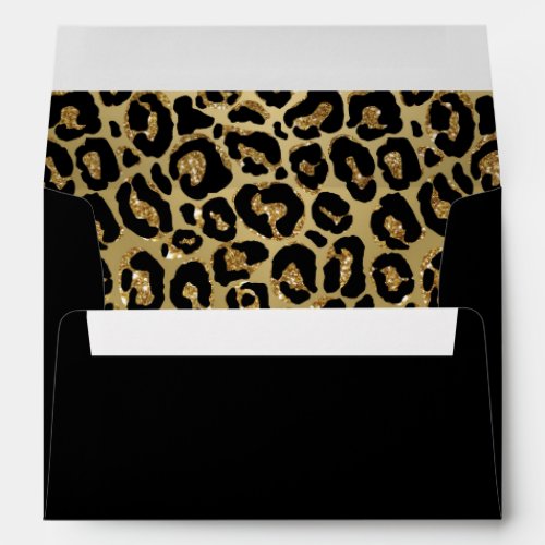 Black Gold Leopard Print Animal Print Party Envelope