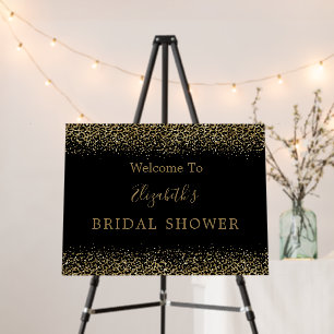 Black Gold Leopard Print Bridal Shower Welcome Foam Board