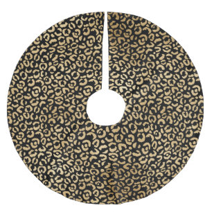 Black Gold Leopard Print Brushed Polyester Tree Skirt