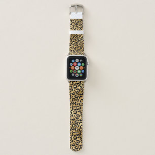 Black Gold Leopard Print Cheetah Animal Print Apple Watch Band