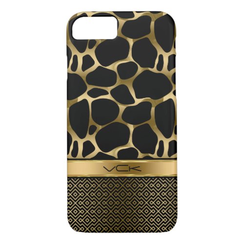 Black  Gold Leopard Print  Geometric Pattern iPhone 87 Case