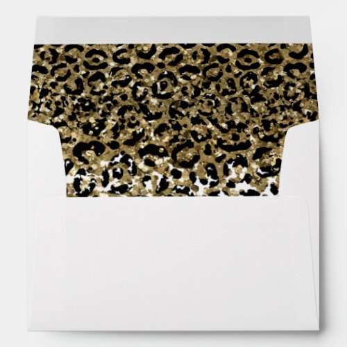 Black Gold Leopard Print Glitter Overlay Birthday  Envelope