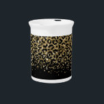 Black Gold Leopard Print Glitter Overlay Trendy Beverage Pitcher<br><div class="desc">A black and gold glitter overlay  leopard print beverage pitcher.</div>