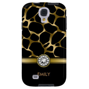 Black & Gold Leopard Print Pattern Galaxy S4 Case