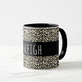 Black Gold Leopard Print Personalized Mug (Front Right)