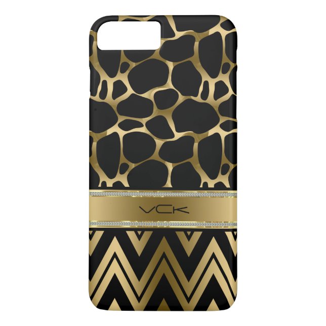 Black & Gold Leopard Print & Zigzag Chevron Case-Mate iPhone Case (Back)