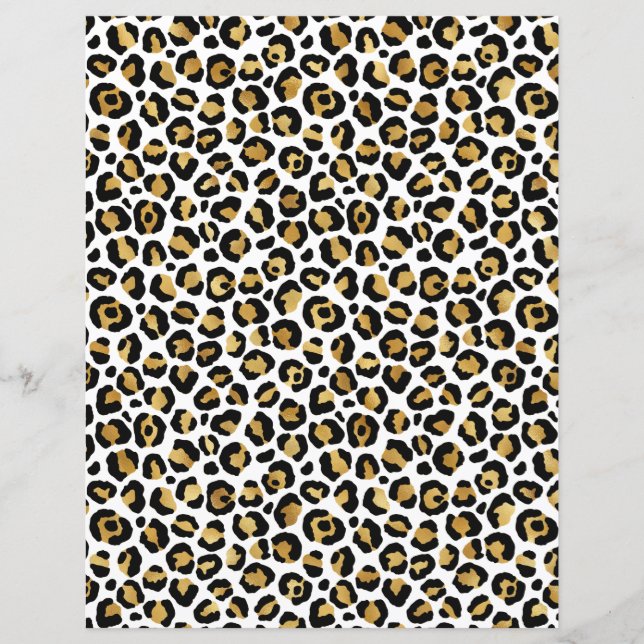 Black Gold Leopard Spots Pattern Scrapbook Paper (Front)
