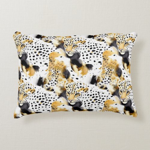 Black Gold Leopards Animal Print Accent Pillow