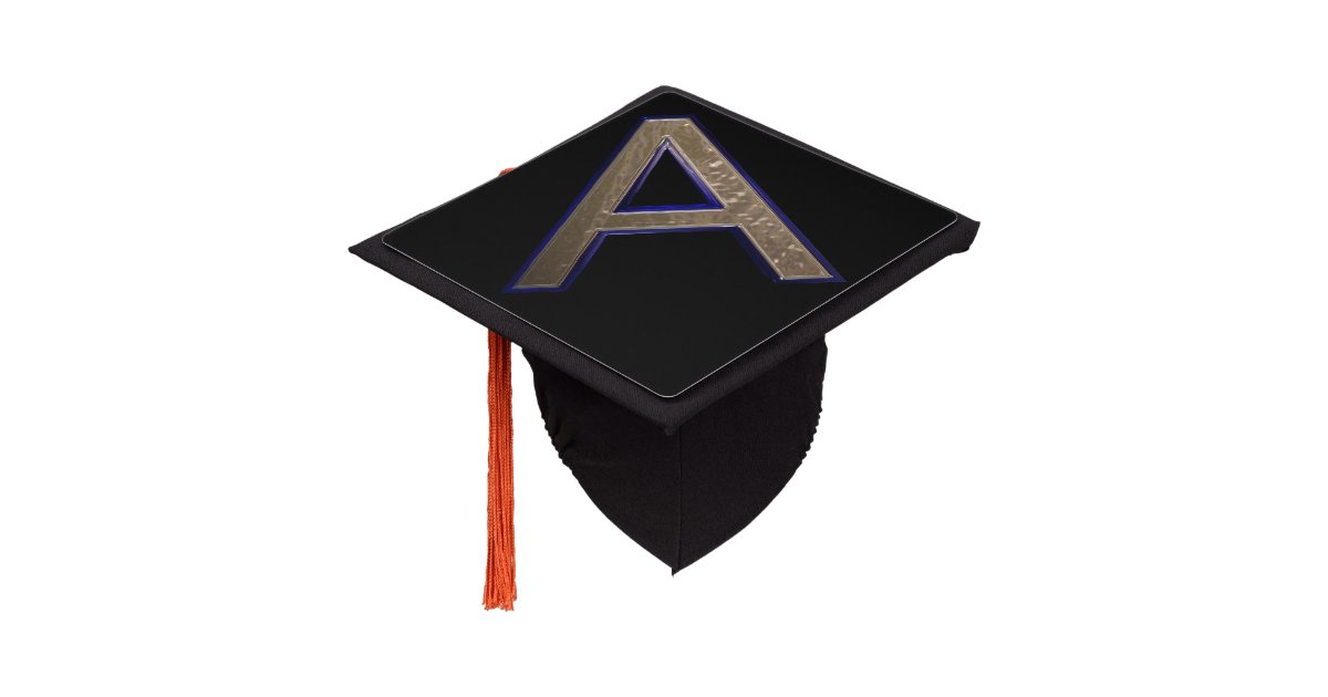 Black & Gold Letter A Monogram Initial Graduation Cap Topper | Zazzle