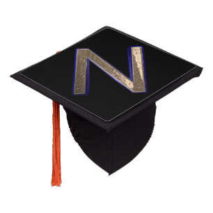 Black & Gold Letter M Monogram Initial M College Graduation Cap Topper