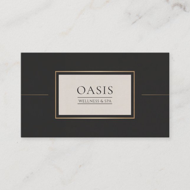 Black Gold Line Rectangle Elegant Modern Business Card (Front)